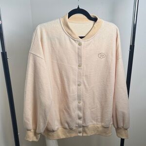 DAZY Joy Cream Fleece Snap Button Casual Bomber Jacket Size Medium
